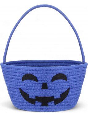Cute Pumpkin Trick-or-Treat Candy Bucket | Woven Cotton Basket for Halloween Fun